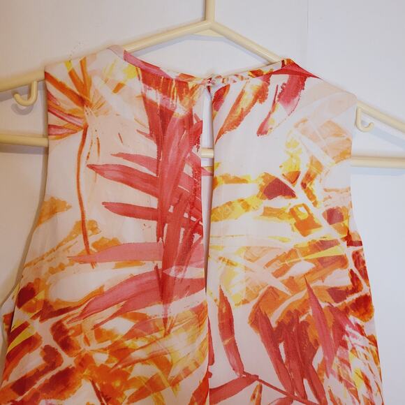 Calvin Klein Orange Tropical Print Sleeveless Flowy Summer Dress Size 4P - Picture 5 of 10